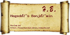 Hegedűs Benjámin névjegykártya