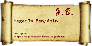 Hegedűs Benjámin névjegykártya